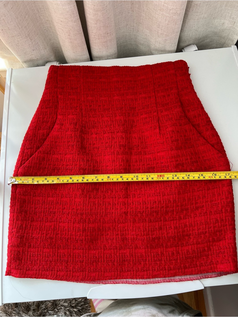 Endless Rose Red Feather Trim Tweed Crop Blazer & Mini Skirt Set Size Small $235 - Picture 13 of 16